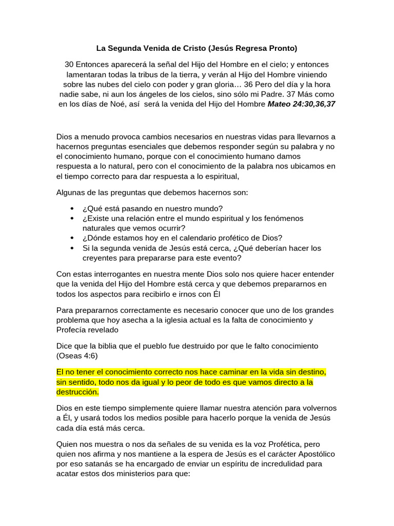 La Segunda Venida de Cristo | PDF | Segundo advenimiento | Cristo (título)