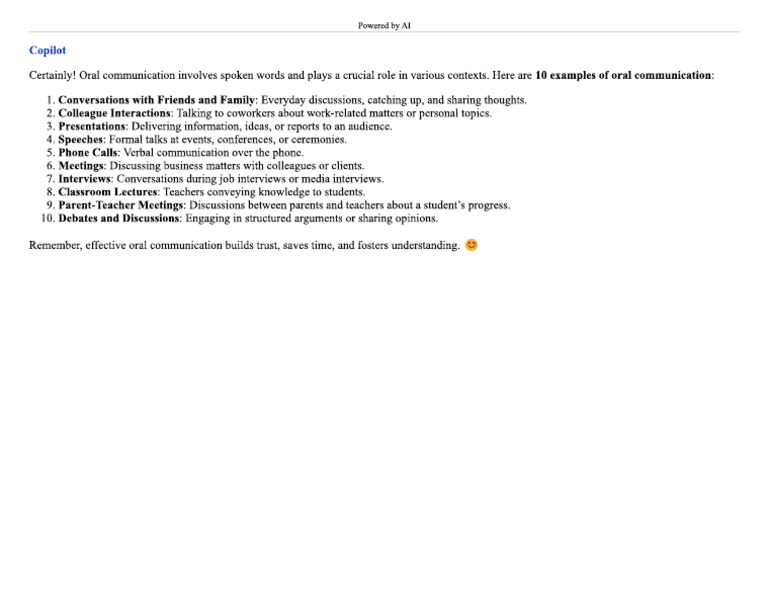 Examples of Oral Communications | PDF