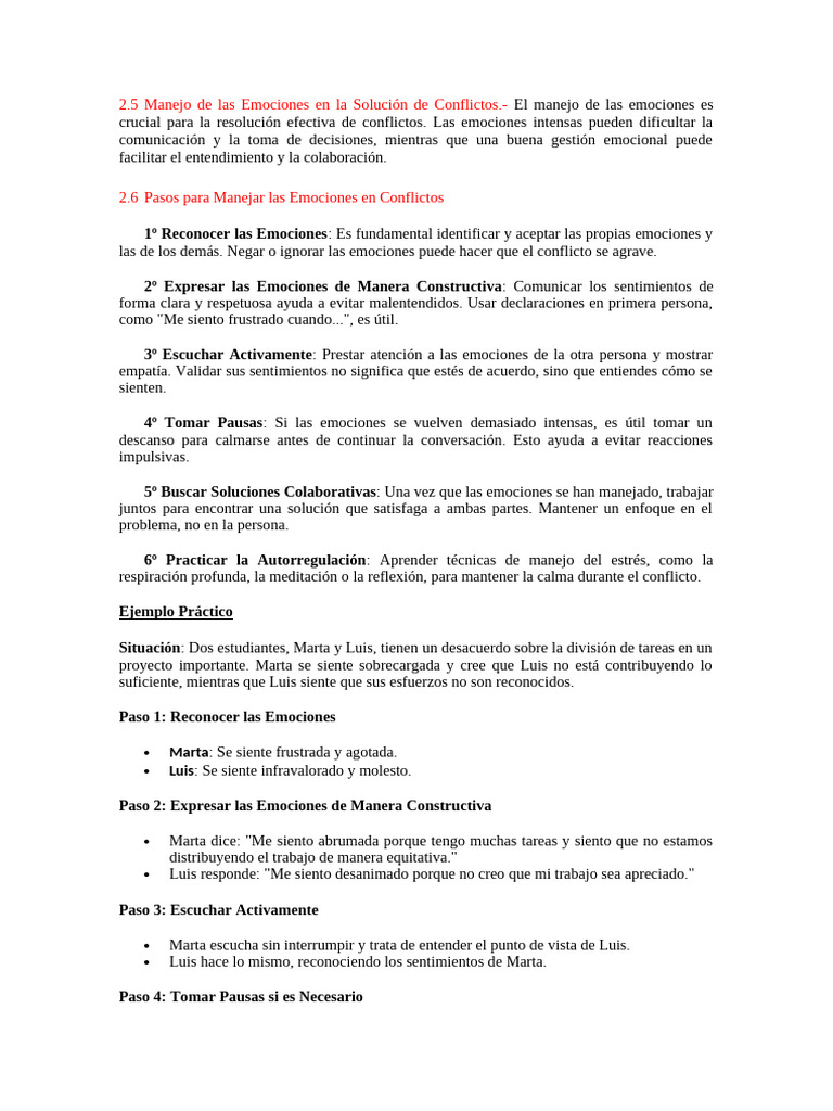 Manejo Emocional en Conflictos Efectivos | PDF | Las emociones ...
