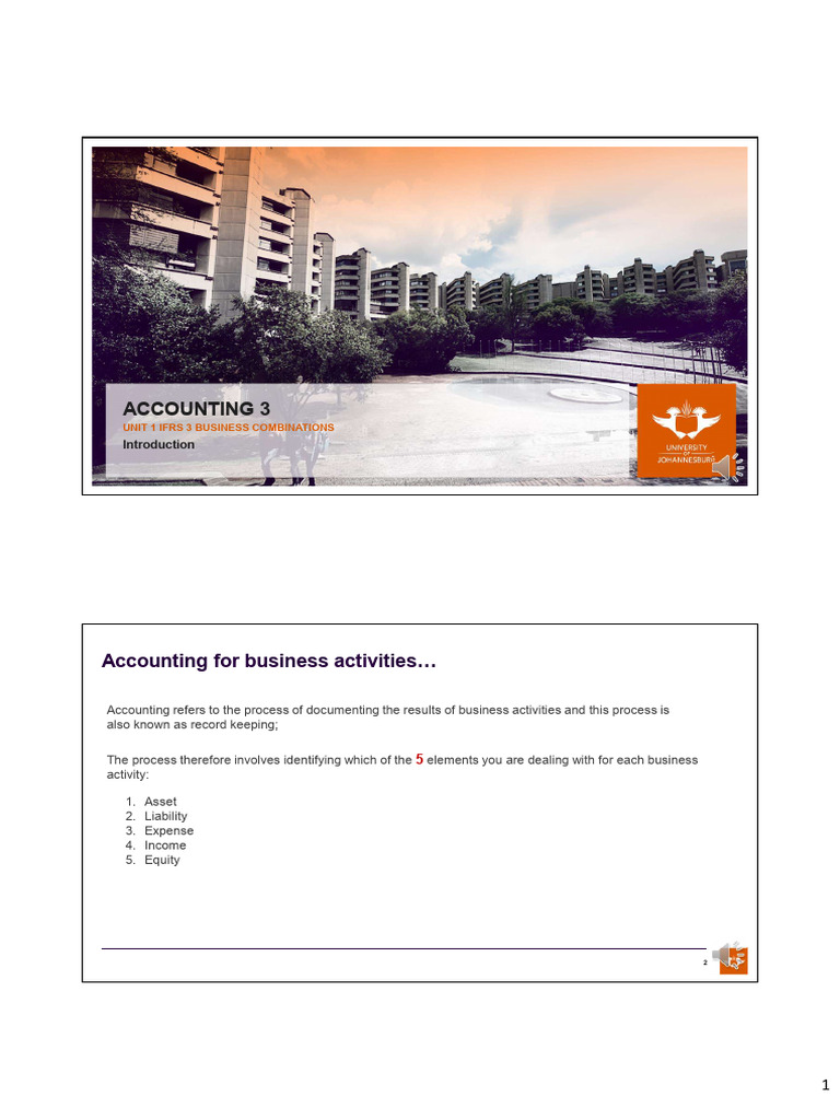 Unit 1 Intro IFRS 3 Business Combinations Slides | PDF | Mergers And ...