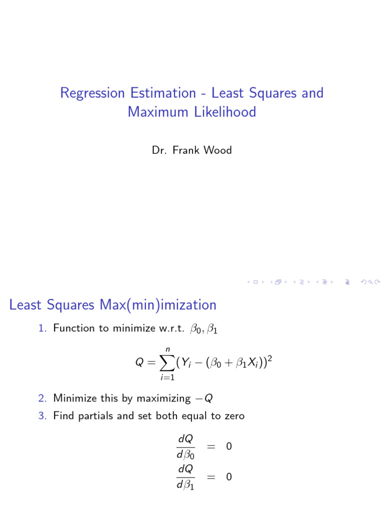 Least Squares & Maximum Likelihood Regression | PDF | Estimator | Bias ...