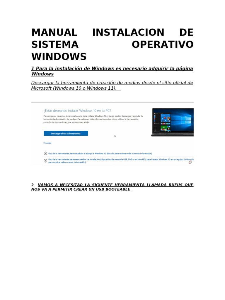 Guía de Instalación de Windows 10/11 | PDF | Arranque | Plataformas de ...