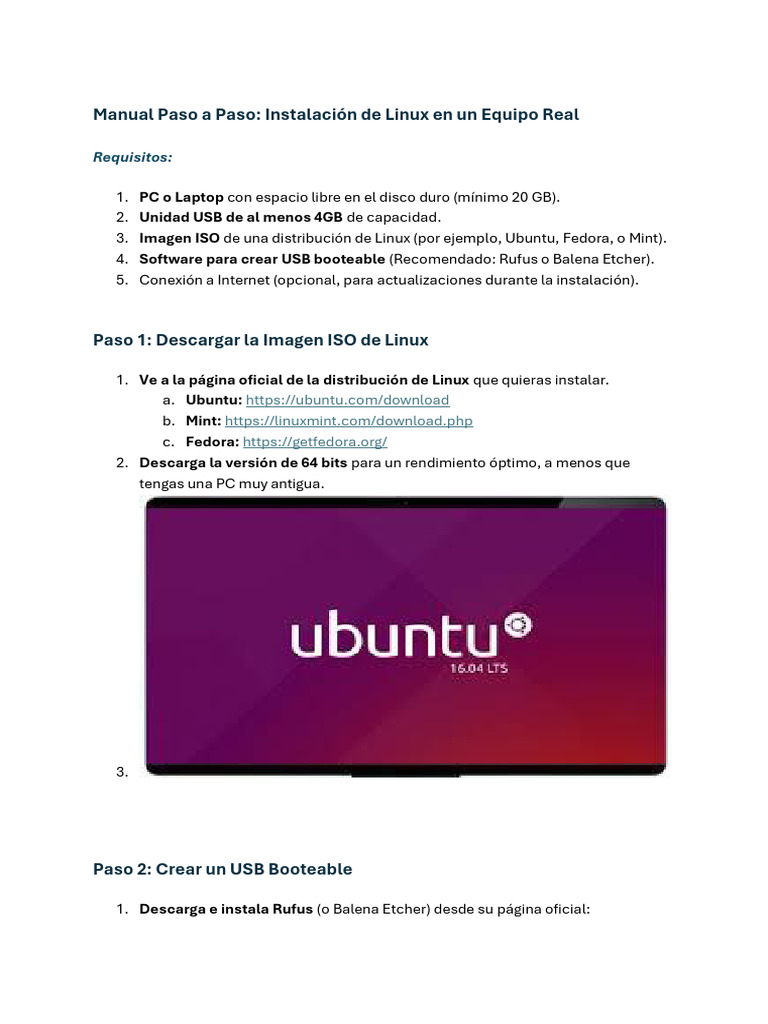 Manual Paso A Paso Instalación de Linux en Un Equipo Real | PDF ...