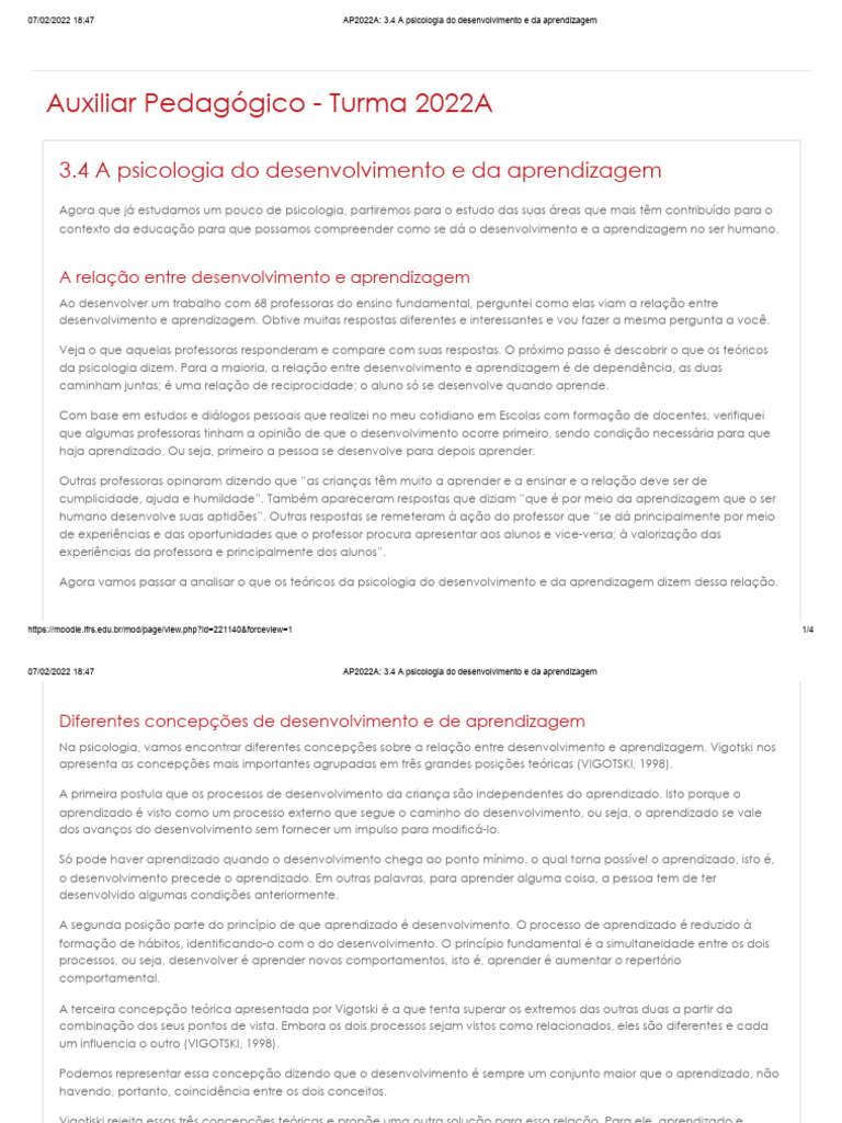 Psicologia do Desenvolvimento e Aprendizagem | PDF | Aprendizado ...