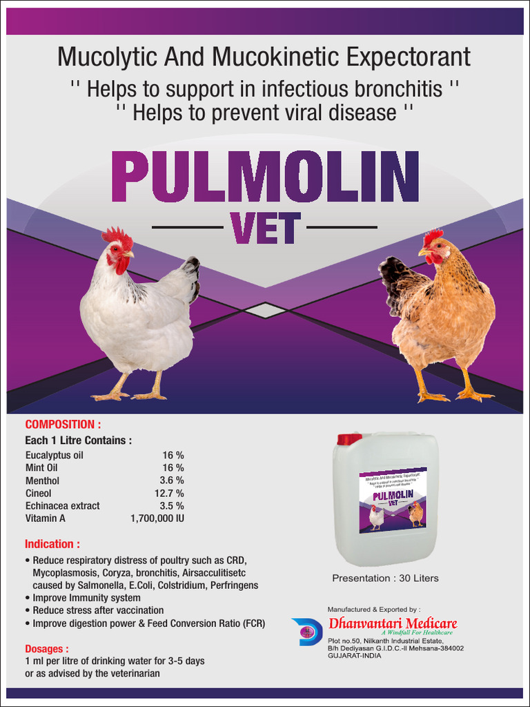 Pulmolin Vet: Mucolytic for Poultry | PDF