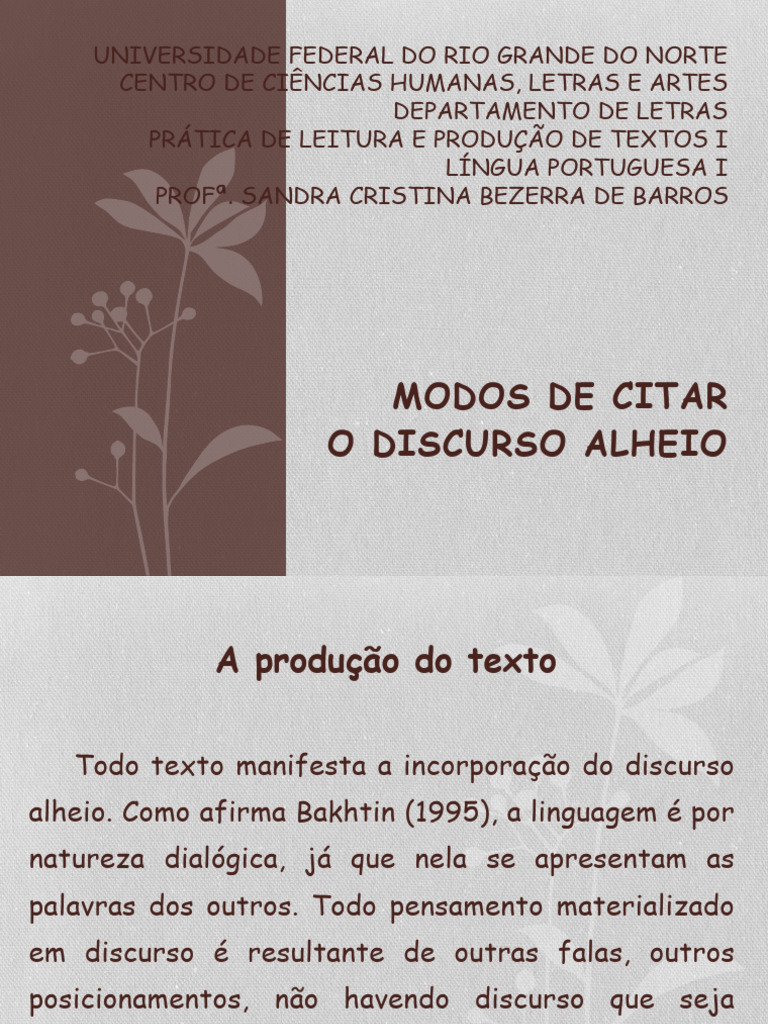 Modos de Citar o Discurso Alheio | PDF | Discurso | Citação