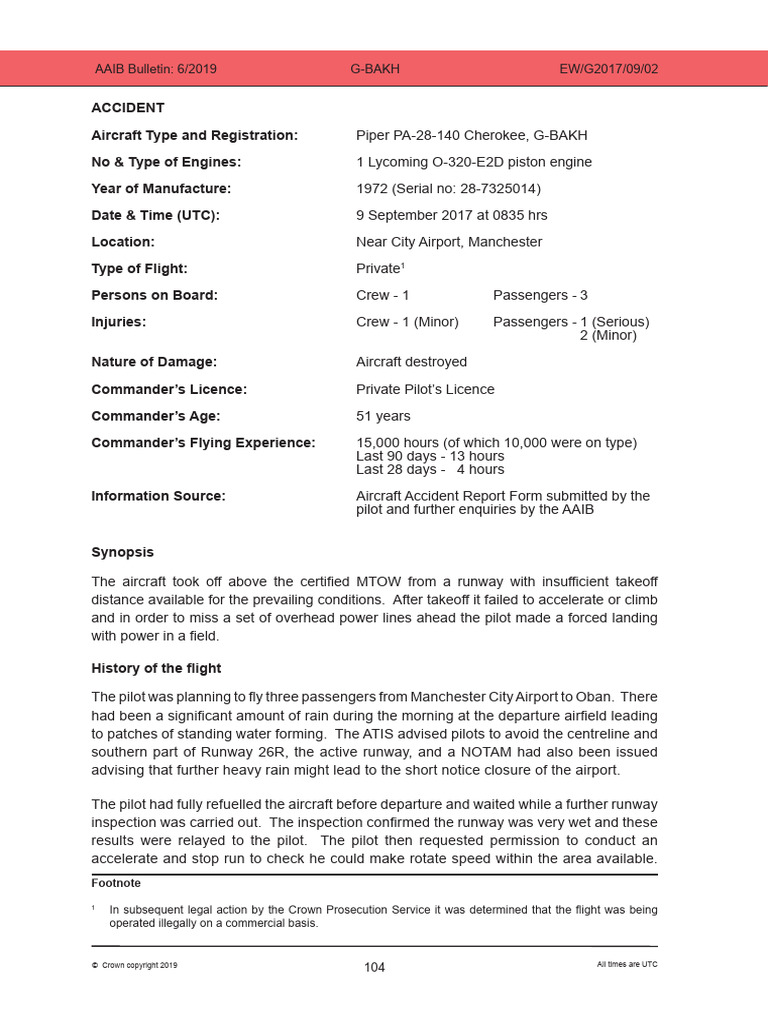 Piper PA 28 140 Cherokee G BAKH 06 19 | PDF | Takeoff | Aircraft