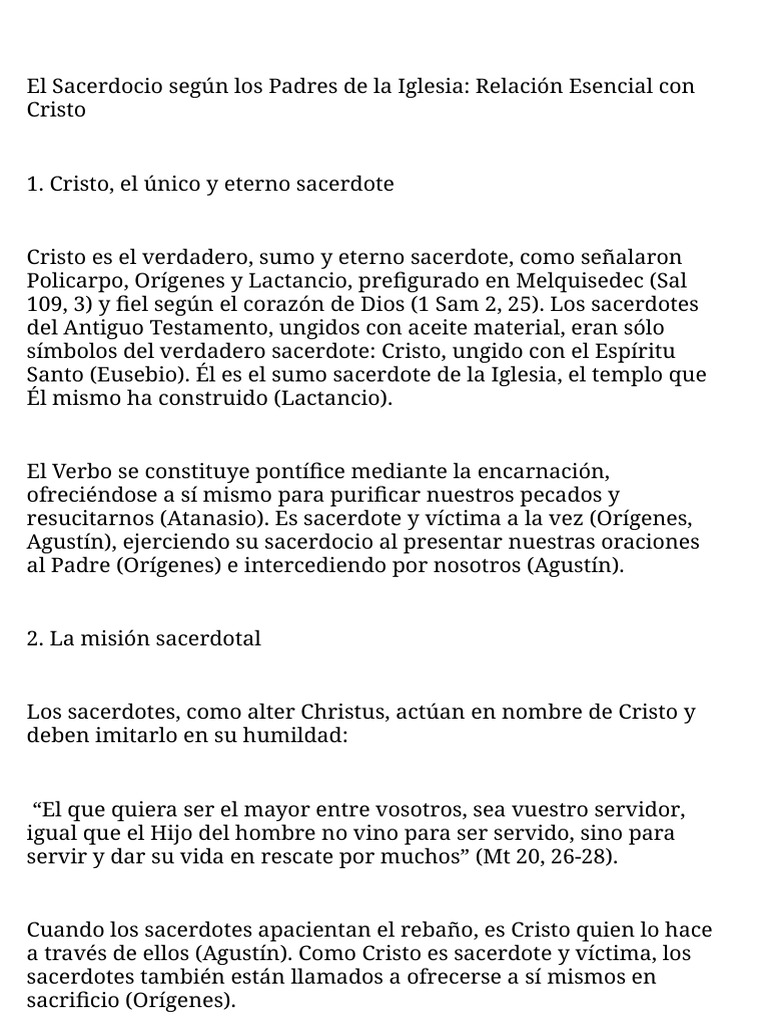 El Sacerdocio y su Relación con Cristo | PDF | Sacerdote | Cristo (título)
