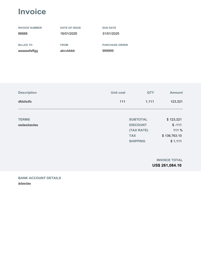 TTD Invoice Summary | PDF