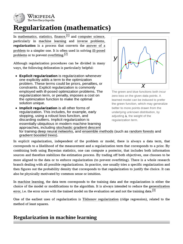 Regularization_(mathematics) | PDF | Applied Mathematics | Mathematical ...