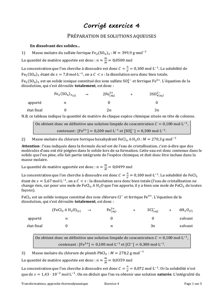 Préparation et dissolution de solutions chimiques | PDF | Composés ...