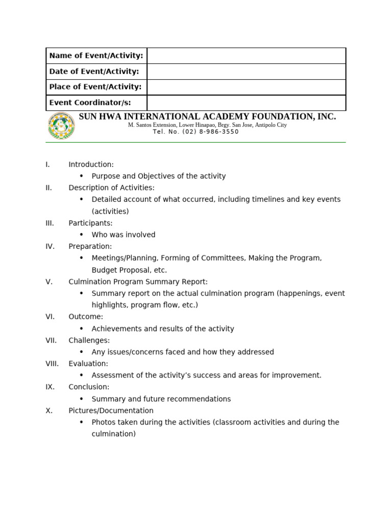 Narrative Report Template for Events | PDF