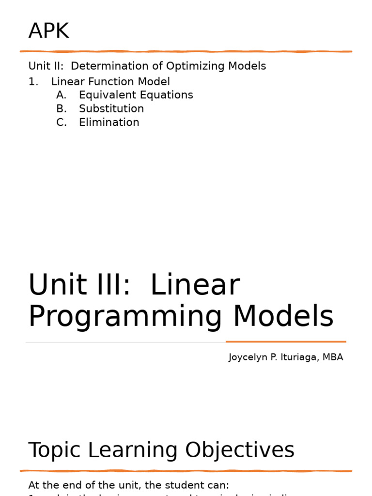 4 - Module 4 - Unit 3 - Linear Programming Models - 2037274932 | PDF ...