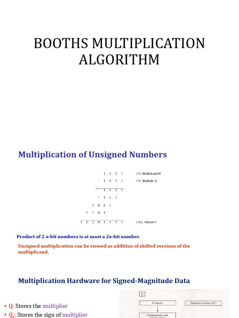 Booths - Multiplication Algorithm | PDF | Multiplication | Algorithms ...