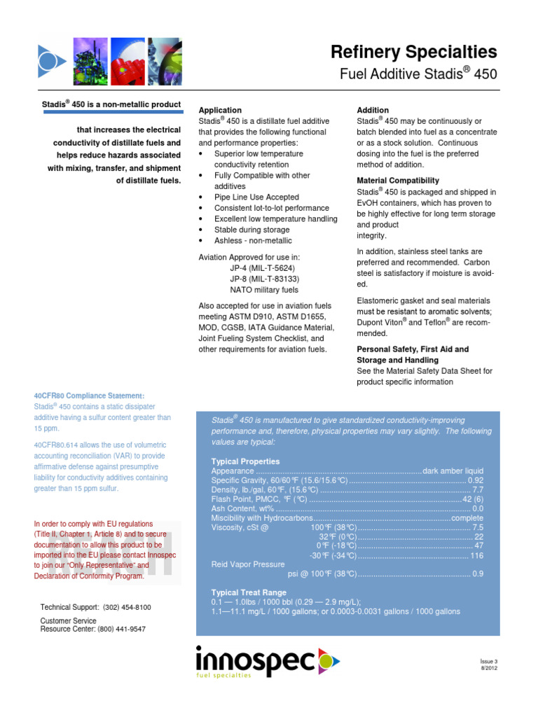 Aditivo Mejorador Conductividad StadisR 450 Issue 3 8 2012 Combustibles ...