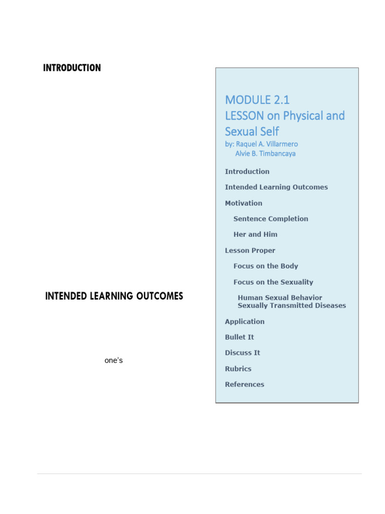 Understanding Physical and Sexual Self | PDF | Sexually Transmitted ...