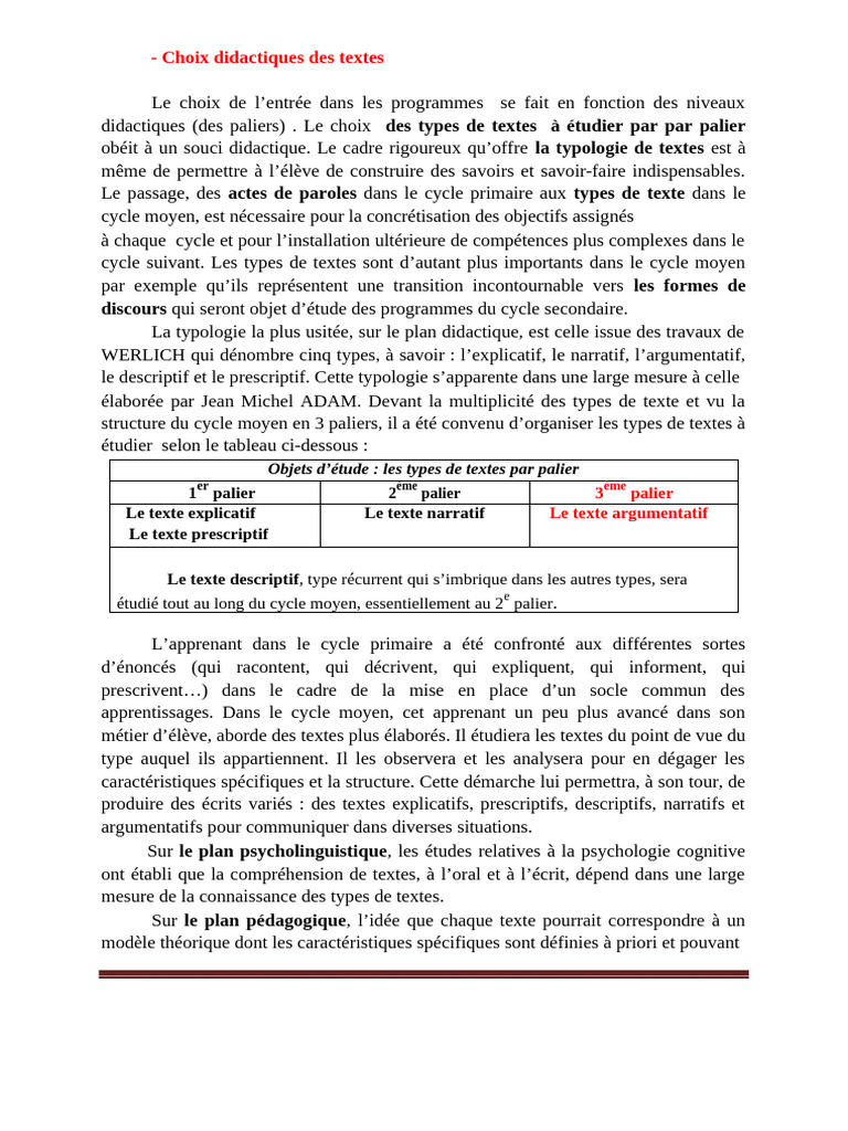 Typologie des textes en didactique | PDF | Papyrus (papier) | Argumentation