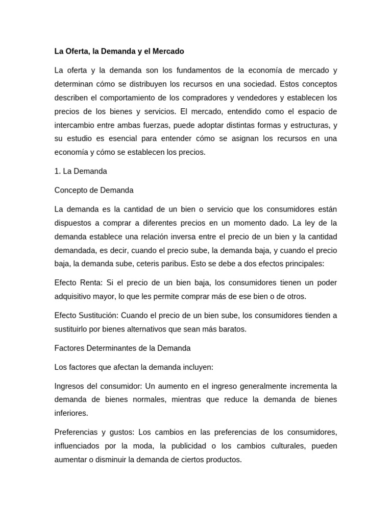 La Oferta, La Demanda y El Mercado | PDF | Oferta (economía ...