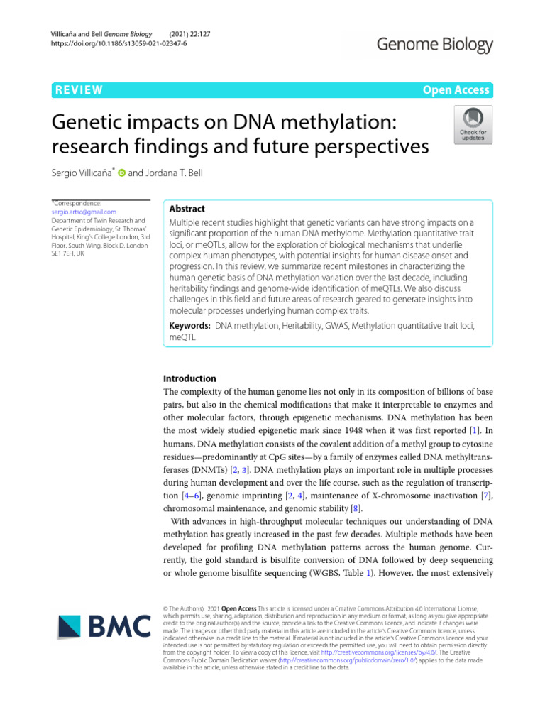 Genetic Variants and DNA Methylation Insights | PDF | Dna Methylation ...