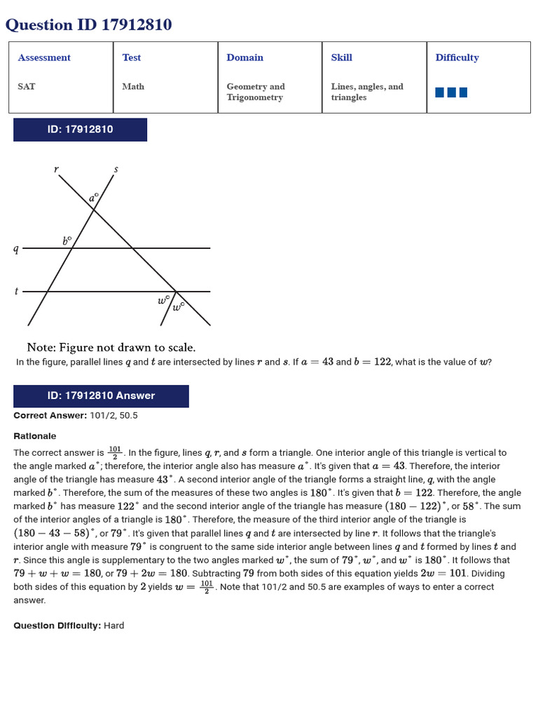 SAT Geometry Question 17912810 Solution | PDF