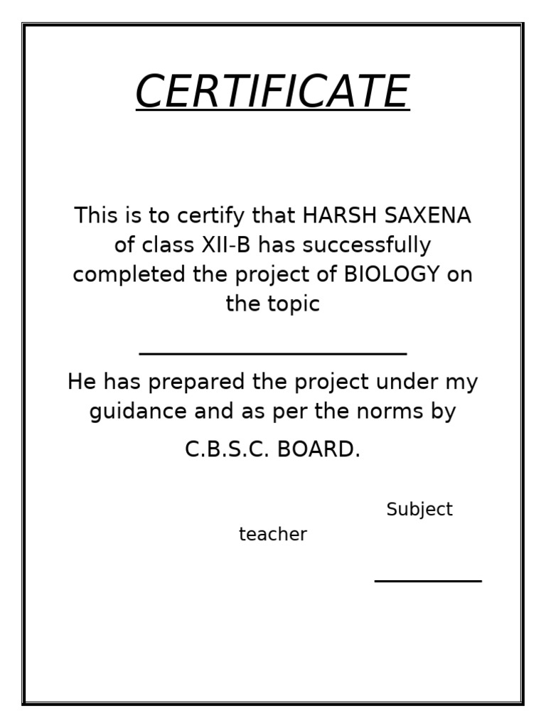 Certificate BIOLOGY | PDF