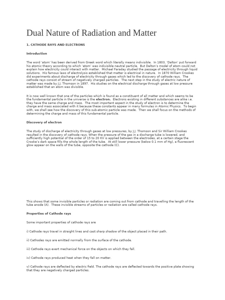 Dual Nature of Radiation and Matter 0001 | PDF | Photoelectric Effect ...