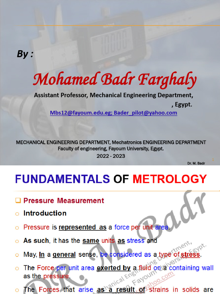 Fundamentals of Metrology - Lec - 6 | PDF