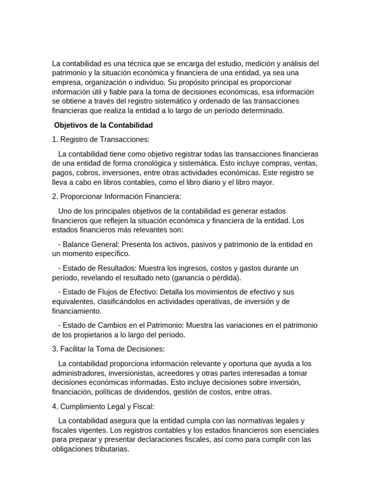 Importancia y objetivos de la contabilidad | PDF | Contabilidad ...