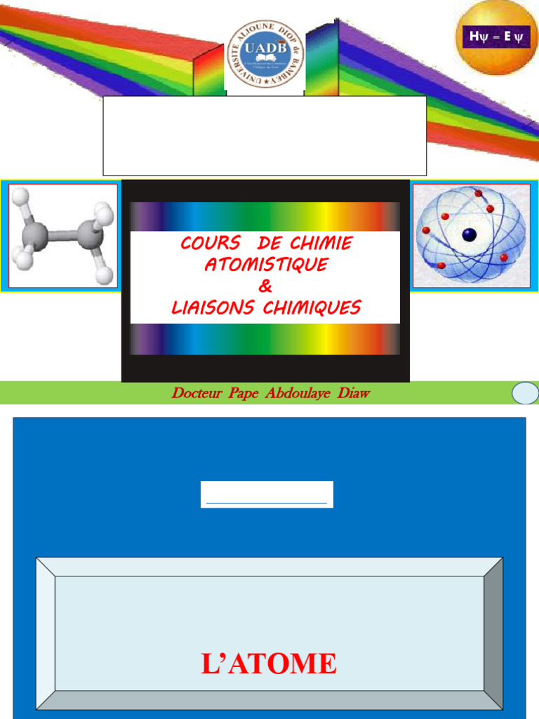 Cours de chimie atomistique et liaisons | PDF | Atomes | Spectre ...