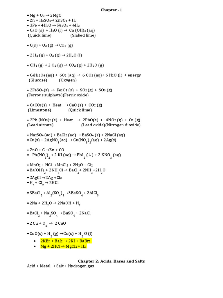 Chemical Reactions and Equations Guide | PDF | Sodium Hydroxide | Sets ...