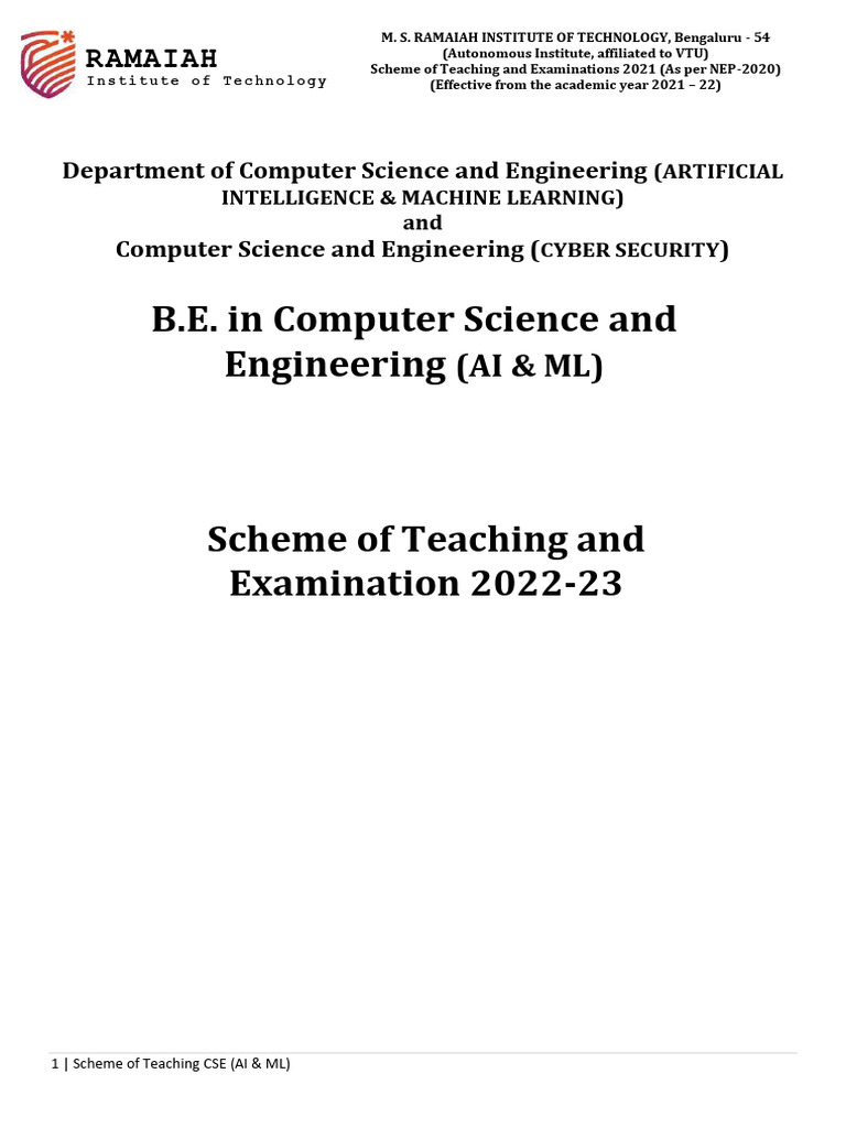 CSE AI & ML Teaching Scheme 2022-23 | PDF | Engineering | Artificial ...