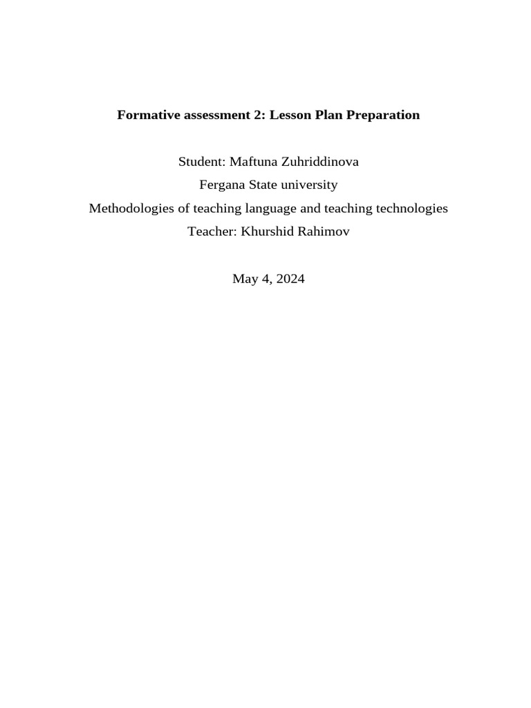 Lesson plan, TO'MTT | PDF | Sleep | Sleep Deprivation