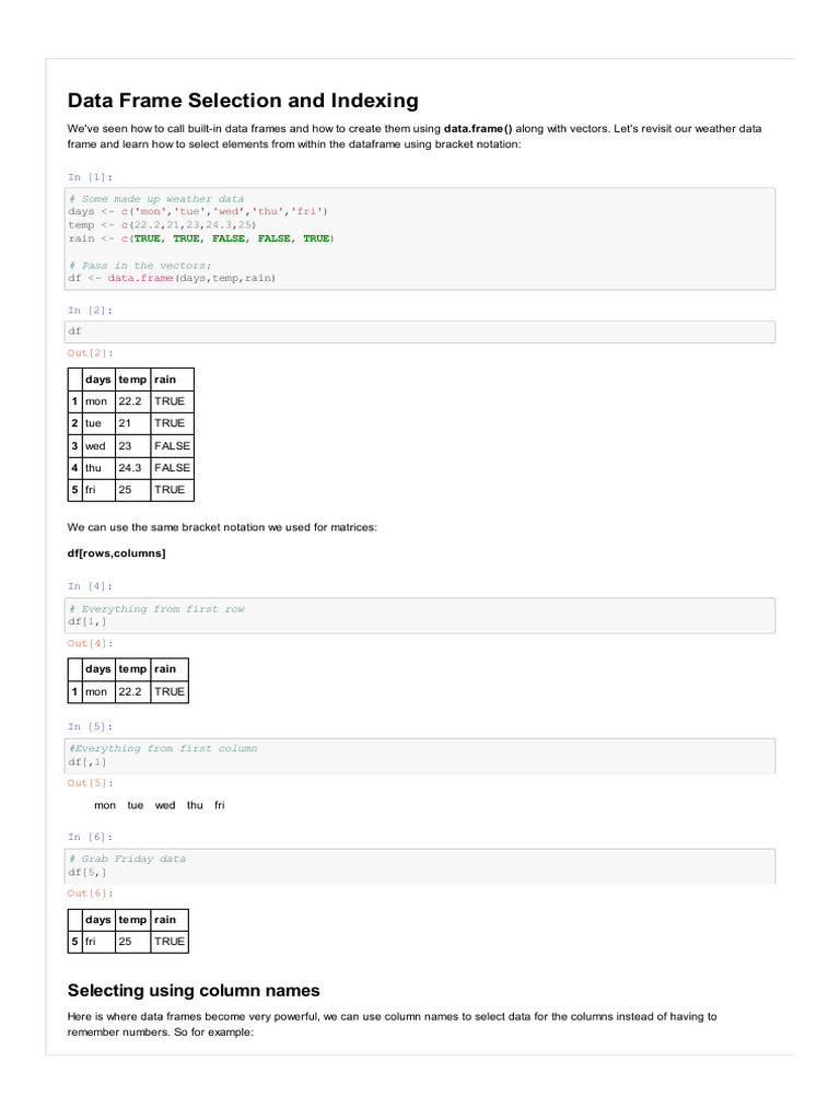2.data Frame Selection and Indexing | PDF | Function (Mathematics ...