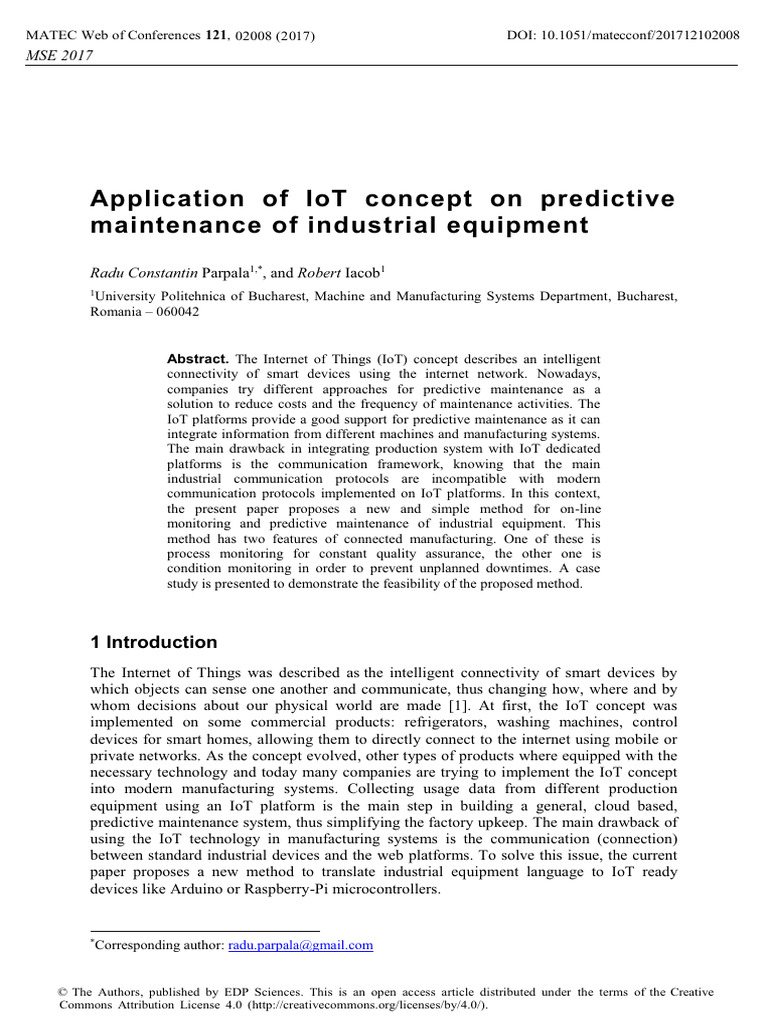 IoT for Predictive Maintenance in Industry | PDF | Internet Of Things ...