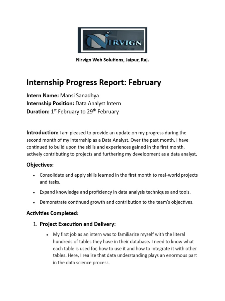 February Data Analyst Internship Report | PDF | Data Analysis | Data