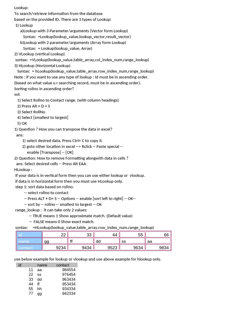 Excel Lookup Functions Explained | PDF