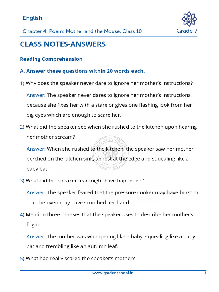 AK CN Grade+7 English Chapter+4 Class+10 | PDF | Mouse