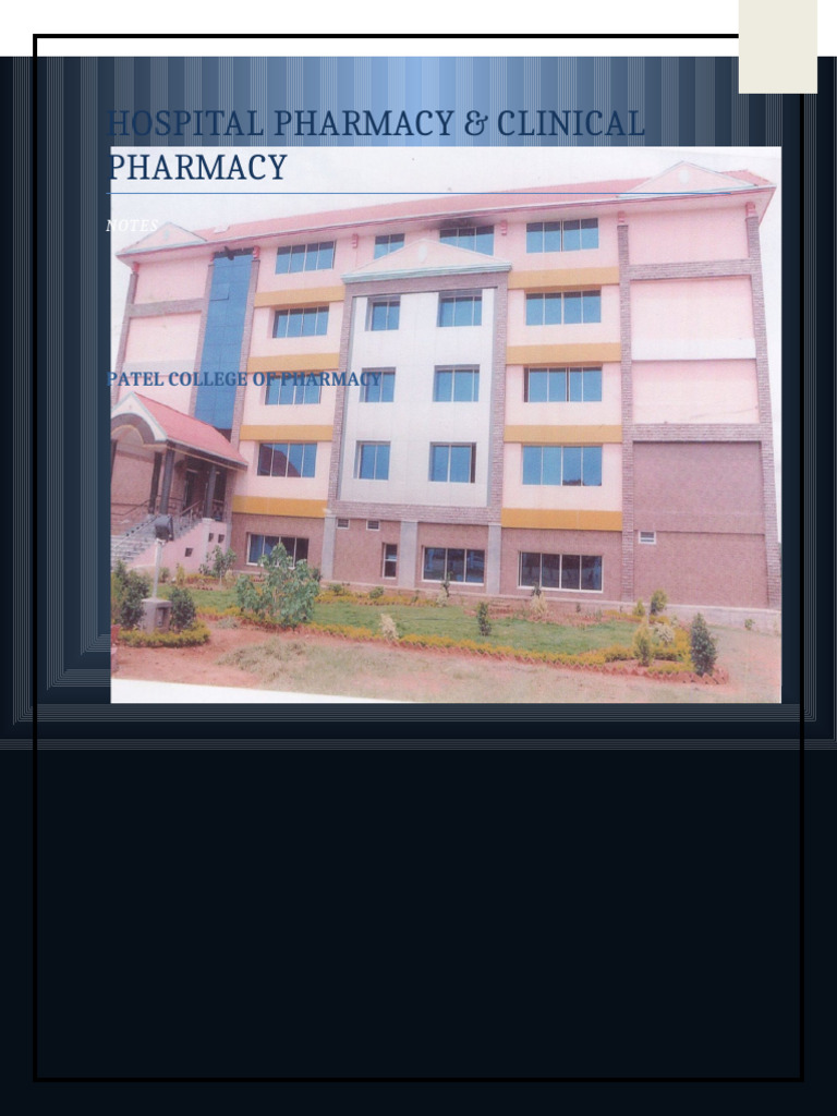 Hospital Pharmacy & Clinical Pharmacy Overview | PDF | Pharmacy | White ...