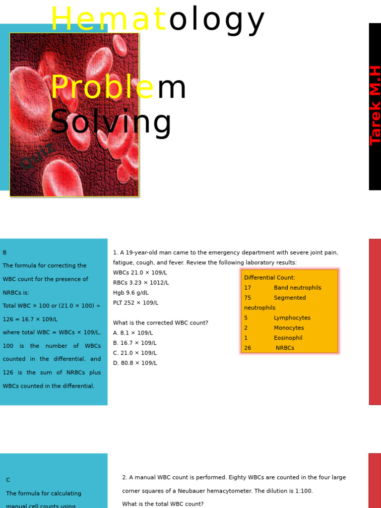 Hematology Quiz: WBC and MCV Calculations | PDF | White Blood Cell | Blood
