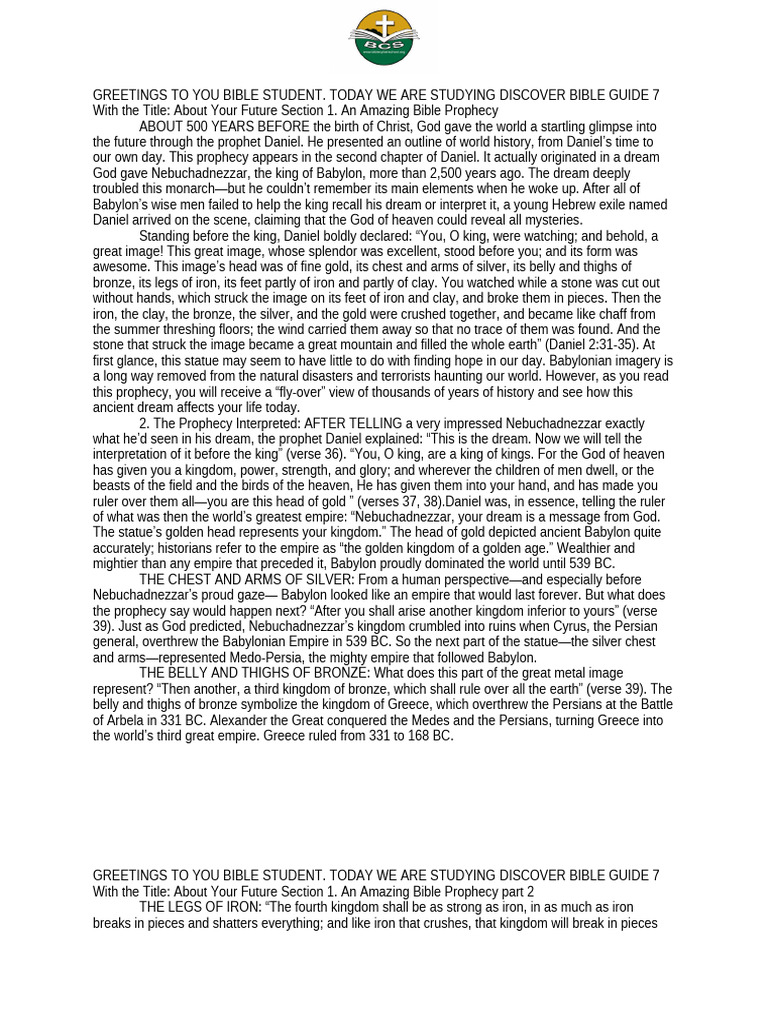 VOP Facilitator (Daniel 2) Script 7 | PDF | Daniel (Biblical Figure ...