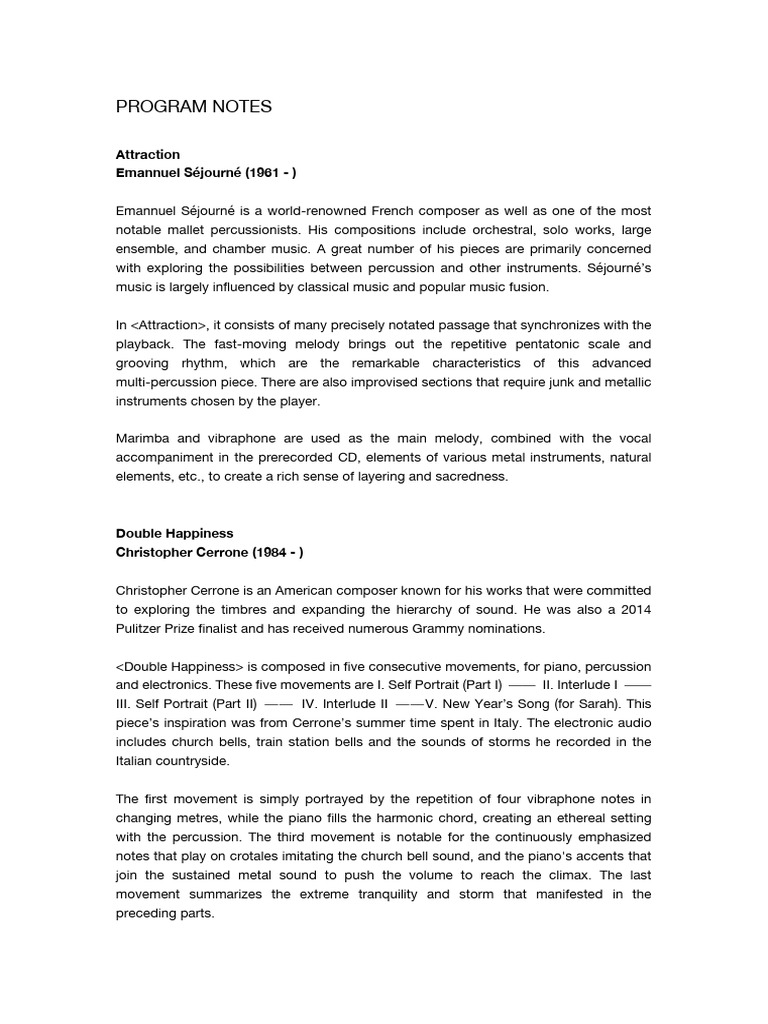 2nd Doctoral Recital Program Notes | PDF | Musical Compositions ...