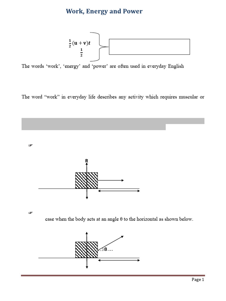 Work Energy And Power Pdf Power Physics Kinetic Energy
