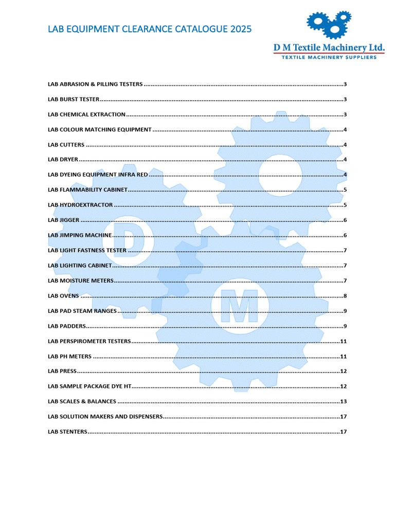 2025 Lab Equipment Clearance Catalogue | PDF | Textiles | Dyeing