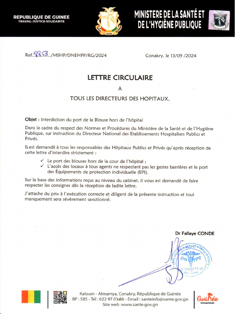 Interdiction Port de La Blouse Hors Hopital | PDF