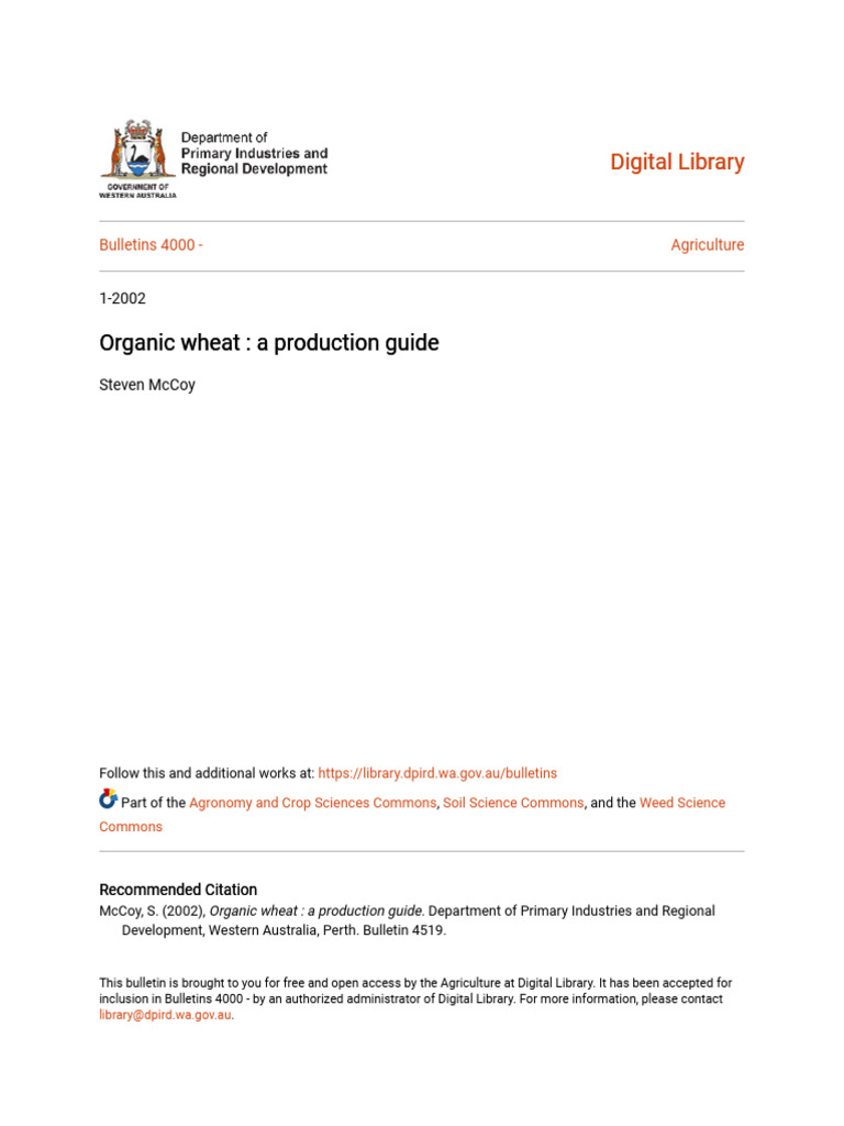 Organic Wheat - A Production Guide | PDF | Crop Rotation | Organic Farming