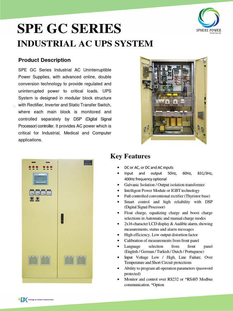 Industrial AC UPS System Overview | PDF | Rectifier | Power Supply