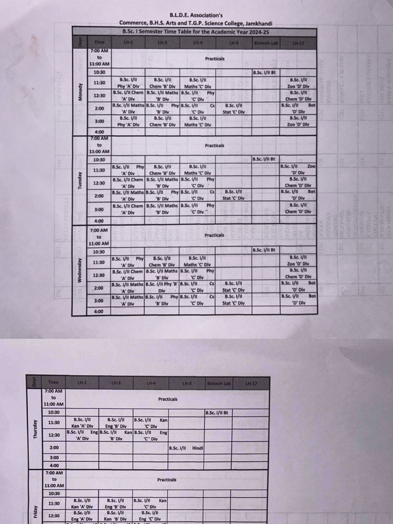 B.Sc. 1st Year Exam Schedule 2026 | PDF