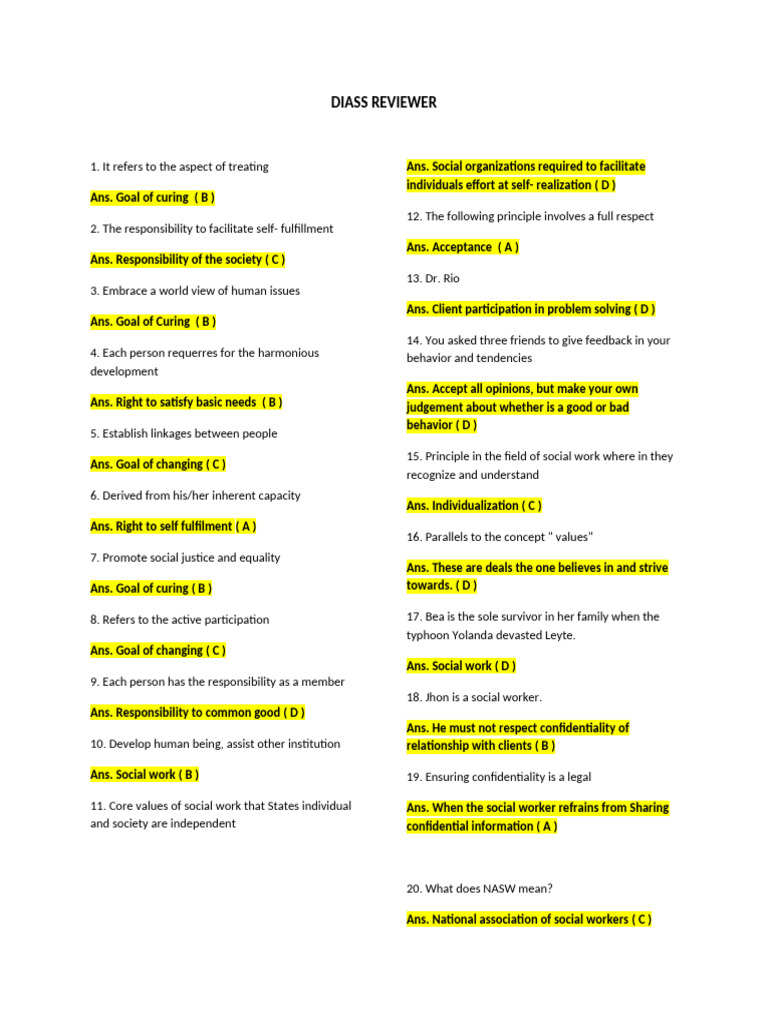 DIASS-REVIEWER | PDF | Social Work | Developmental Disabilities