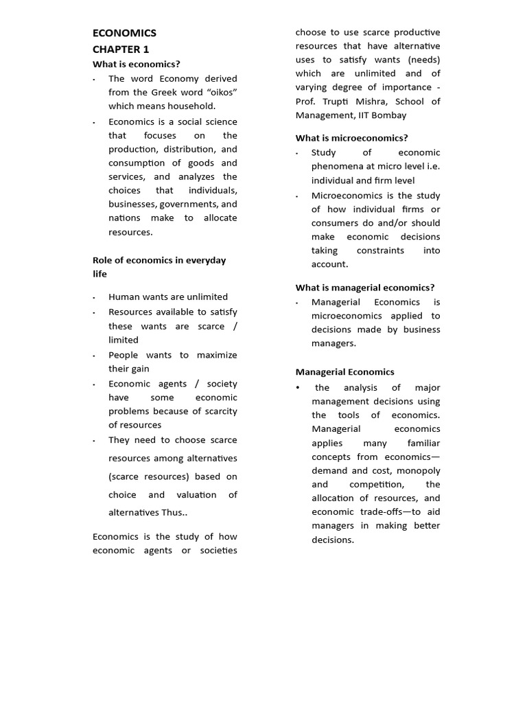 Introduction to Economics Concepts | PDF | Economics | Microeconomics