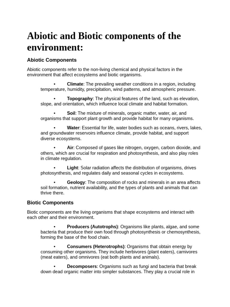 Abiotic and Biotic Environmental Factors | PDF | Ecosystem | Natural ...